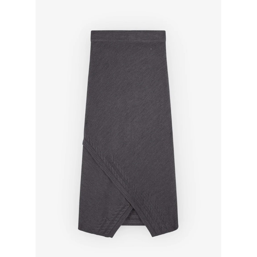 Scalpers Asy Crossed Scrub Cable Knit Skirt Crossover Hem Grey Melange Size Xs — image 3 of 8
